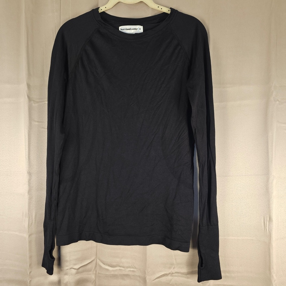 Burn Boot Camp‎ Womens Black Long Sleeve Baselayer Shirt Top Tee Medium